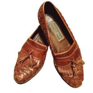Cole Haan Woven Leather Italian Loafers ,top Tassles,narrow Fit Size6B